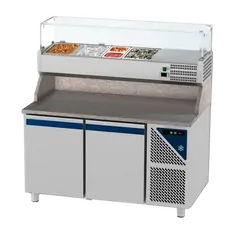 Prismafood Kühltisch 2 Türen Schaukasten GN 1/4 Kapazität: 396 lt Temperatur: 0°C/+10°C