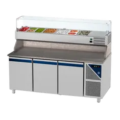 Prismafood Kühltisch 3 Türen Schaukasten GN 1/3 Kapazität: 606 lt Temperatur: 0°C/+10°C
