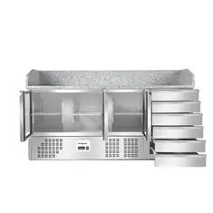 Bergman Basic-Line 800 Pizzakühltisch Mini 3-türig & 6 ungekühlten Schubladen - 400 l, 2 image