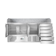 Bergman Basic-Line 800 Pizzakühltisch Mini 3-türig & 6 ungekühlten Schubladen - 400 l, Bild 2