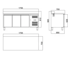 Bergman Basic-Line 700 Kühltisch 3-türig mit Aufkantung - 415 l, Bild 2