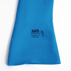 MAPA Vital 165 Flüssigkeitsbeständige Handschuhe für den Umgang mit Lebensmitteln Blau Groß (10er Pack), Bild 2