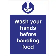 Vogue Hinweisschild "Wash your hands before handling food" Händewaschen bevor dem Umgang mit Lebensmitteln