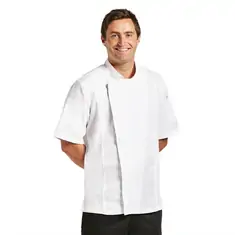 Chef Works Springfield Herrenkochjacke kurze Ärmel weiß M, Kleidergröße: M, Farbe: Weiß, Bild 2