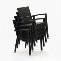 Bolero Rattan Stühle anthrazit 4 Stück mit Armlehne, Bild 2