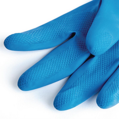 MAPA Vital 165 Flüssigkeitsbeständige Handschuhe für den Umgang mit Lebensmitteln Blau Groß (10er Pack), Bild 3