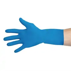 MAPA Vital 165 Flüssigkeitsbeständige Handschuhe für den Umgang mit Lebensmitteln Blau Groß (10er Pack), Bild 4
