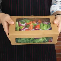 Fiesta Compostable kompostierbare Salatschüsseln mit PLA-Fenstern 1600ml (200 Stück), Bild 5