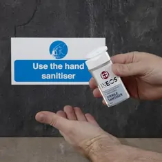 Verwenden Sie ein selbstklebendes Schild mit Händedesinfektionsmittel (100 mm), Bild 5