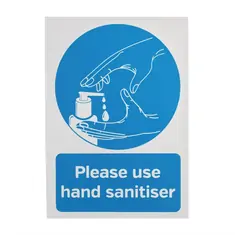 Bitte verwenden Sie das selbstklebende Händedesinfektionszeichen A5, Bild 4