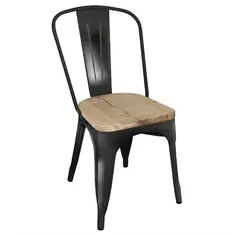 Bolero Bistro Beistellstuhl Schwarz mit Holzsitzauflage (4er Pack), Bild 2