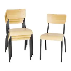 Bolero Cantina Stühle mit Sitz und Rückenlehne aus Holz in Metallic-Grau (4 Stück), Bild 6
