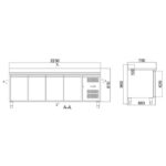 Vaiotec Kühltisch / 4-türig inkl. Aufkantung - Monoblock, 2230 x 700 mm – Bild 10