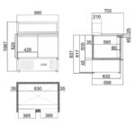 Vaiotec Pizza-Saladette / 2-fach - mit 2 Türen, 900 x 700 mm – Bild 5