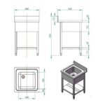 Vaiotec Spültisch / 1 Becken, 600 x 600 mm – Bild 3
