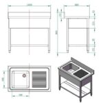 Vaiotec Spültisch / 1 Becken links mit Abtropffläche, 1000 x 600 mm – Bild 4