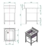 Vaiotec Spültisch / 1 Becken, 600 x 700 mm – Bild 3
