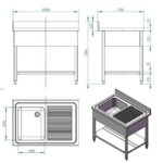 Vaiotec Spültisch / 1 Becken links und Abtropffläche, 1000 x 700 mm – Bild 4