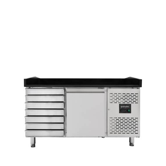 10072-1.jpg Vaiotec Pizzakühltisch / 1-türig & 7 Schubladen "schwarz", 1510 x 800 mm – Bild 1