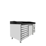 Vaiotec Pizzakühltisch / 1-türig & 7 Schubladen "schwarz", 1510 x 800 mm – Bild 2