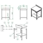 Vaiotec Arbeitstisch / mit Grundboden & Aufkantung, 700 x 600 mm – Bild 3