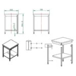 Vaiotec Arbeitstisch / mit Grundboden, 600 x 700 mm – Bild 3