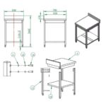 Vaiotec Arbeitstisch / mit Grundboden & Aufkantung, 600 x 700 mm – Bild 3