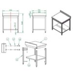 Vaiotec Arbeitstisch / mit Grundboden & Aufkantung, 800 x 700 mm – Bild 3