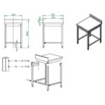 Vaiotec Arbeitstisch / unterfahrbar mit Aufkantung, 600 x 600 mm – Bild 4