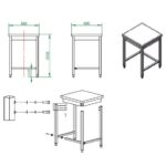 Vaiotec Arbeitstisch / unterfahrbar, 600 x 600 mm – Bild 4
