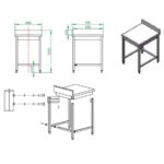 Vaiotec Arbeitstisch / unterfahrbar mit Aufkantung, 600 x 700 mm – Bild 4