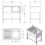 Vaiotec Spültisch / 1 Becken rechts mit Abtropffläche, 1000 x 600 mm – Bild 4