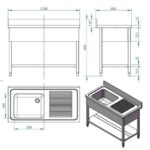 Vaiotec Spültisch / 1 Becken links und Abtropffläche, 1200 x 600 mm – Bild 4
