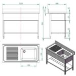 Vaiotec Spültisch / 1 Becken rechts und Abtropffläche, 1200 x 600 mm – Bild 3