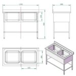 Vaiotec Spültisch / 2 Becken, 1200 x 600 mm – Bild 2