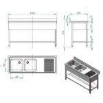 Vaiotec Spültisch / 2 Becken links und Abtropffläche, 1600 x 600 mm – Bild 3
