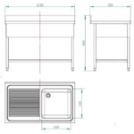 Vaiotec Spültisch / 1 Becken rechts und Abtropffläche, 1200 x 700 mm – Bild 4