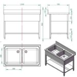 Vaiotec Spültisch / 2 Becken, 1200 x 700 mm – Bild 2