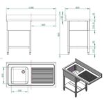 Vaiotec Spülcenter / 1 Becken links, 1200 x 600 mm – Bild 2
