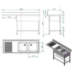 Vaiotec Spülcenter / 2 Becken rechts, 1600 x 600 mm – Bild 4
