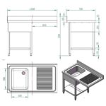 Vaiotec Spülcenter / 1 Becken links, 1200 x 700 mm – Bild 2