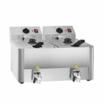 Vaiotec Elektro Fritteuse 2 Becken mit Ablasshahn 8 + 8 Liter, 600 x 570 mm