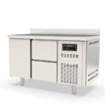 Vaiotec Topline Kühltisch / 2-fach GN1/1 mit 2 Schubladen / 1 Tür & Aufkantung, 1345 x 700 mm