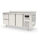 Vaiotec Topline Kühltisch / 3-fach GN1/1 mit 2 Schubladen / 2 Türen & Aufkantung, 1795 x 700 mm