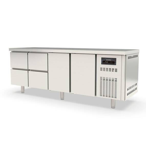 10306-1.jpg Vaiotec Topline Kühltisch / 4-fach GN1/1 mit 4 Schubladen / 2 Türen, 2245 x 700 mm – Bild 1