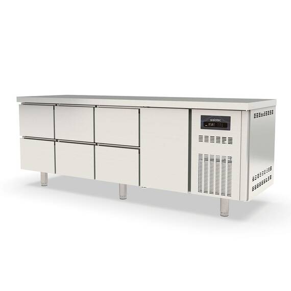 10308-1.jpg Vaiotec Topline Kühltisch / 4-fach GN1/1 mit 6 Schubladen / 1 Tür, 2245 x 700 mm – Bild 1