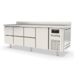 Vaiotec Topline Kühltisch / 4-fach GN1/1 mit 6 Schubladen / 1 Tür & Aufkantung, 2245 x 700 mm