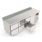 Vaiotec Topline Kühltisch / 4-fach GN1/1 mit 6 Schubladen / 1 Tür & Aufkantung, 2245 x 700 mm – Bild 2