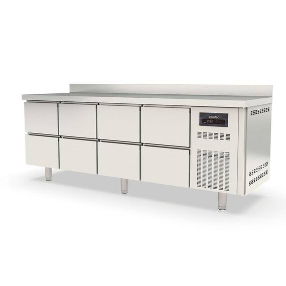 10311-1.jpg Vaiotec Topline Kühltisch / 4-fach GN1/1 mit 8 Schubladen & Aufkantung, 2245 x 700 mm – Bild 1
