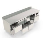 Vaiotec Topline Kühltisch / 4-fach GN1/1 mit 8 Schubladen & Aufkantung, 2245 x 700 mm – Bild 2